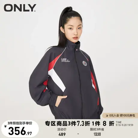 ONLY奥莱2023夏季新款时尚潮流休闲复古拼色立领外套女商品大图