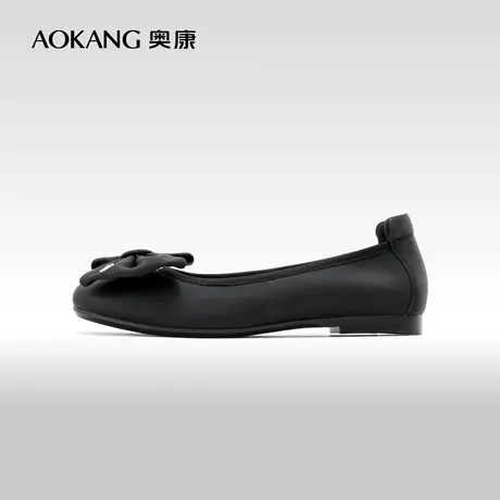 奥康女鞋 春秋季新款法式晚晚风单鞋复古蝴蝶结浅口舒适平底鞋图片