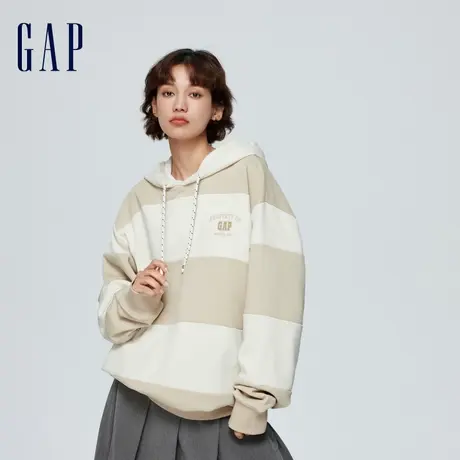 Gap男女装春季2024新款时尚撞色条纹连帽卫衣情侣运动上衣885518图片