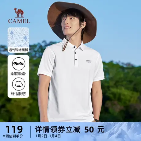 骆驼男装polo衫男短袖夏季2023新款珠地棉商务半袖有领翻领t恤男商品大图