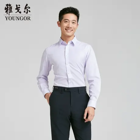 雅戈尔 商场同款男粉紫提花DP系列长袖衬衫YLDP120666LJY图片