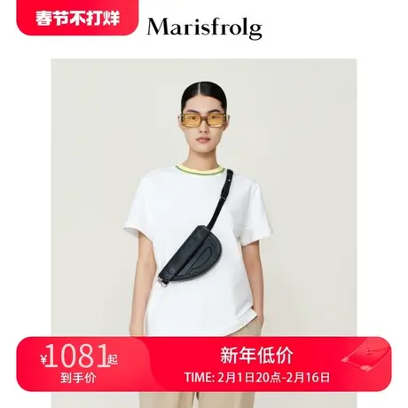 【商场同款】玛丝菲尔夏季新款休闲设计感圆领白色短袖T恤商品大图