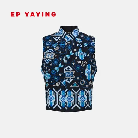 雅莹国风|民族系列 重工平绣T型透气棉麻马甲女 2024春装1006A图片