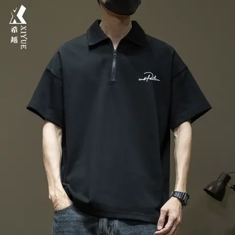 高品质230克珠地棉短袖POLO衫男春夏宽松大码休闲打底衫男士衬衣图片