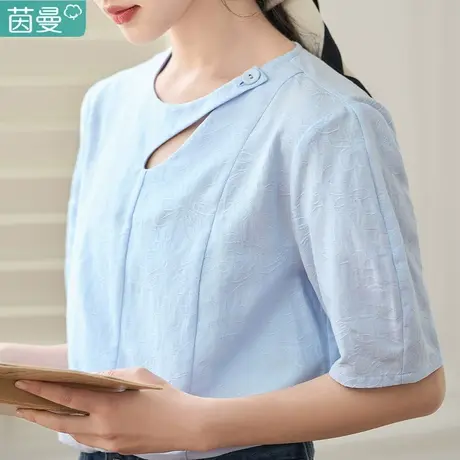 茵曼短袖衬衫女衬衣2024年新款今年流行漂亮小衫设计感独特别致图片