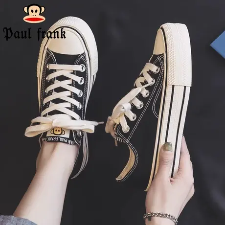 大嘴猴女鞋帆布鞋2023年秋季新款百搭休闲潮流透气黑色厚底布鞋子商品大图