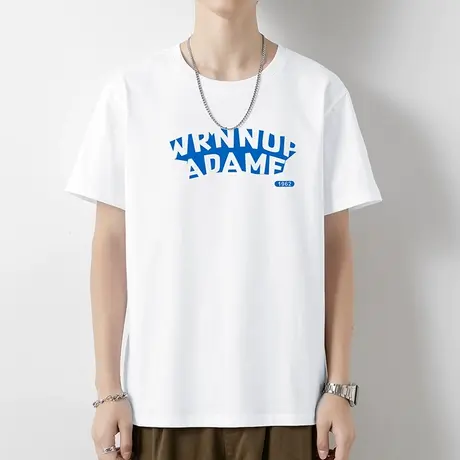 美式重磅纯棉短袖t恤男装夏季宽松白色上衣服潮牌体恤全棉打底衫商品大图