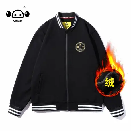 Ohlyah秋冬加绒加厚棒球服女潮牌ins纯棉宽松百搭夹克秋冬外套商品大图