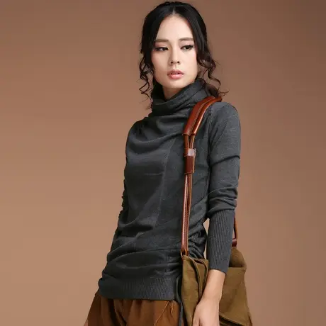 韩潮袭人打底衫2023年秋冬装新款韩版潮堆堆领针织衫长袖修身毛衣图片