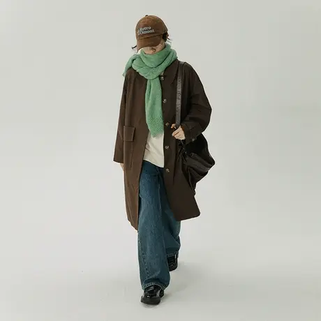 omont蛋挞家 翻领风衣外套女2023年新款高级感气质宽松中长款外套图片