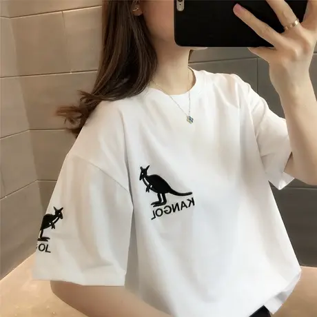 短袖t恤女夏季2023年新款洋气袋鼠字母百搭宽松打底衫网红上衣潮商品大图