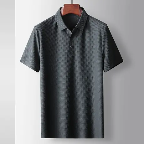 灰色polo衫男士短袖t恤夏季冰丝薄款翻领半袖纯色男装商务上衣服商品大图