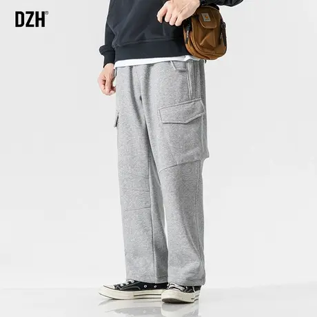 男生灰色卫裤男款冬季加绒加厚潮牌直筒工装裤百搭2024新款运动裤商品大图