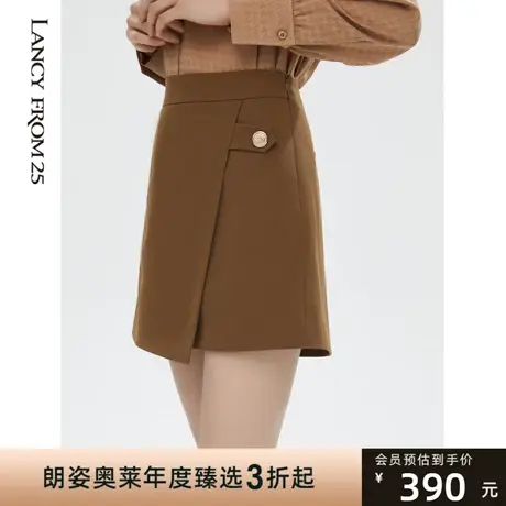 朗姿年秋季新款羊毛女士气质高腰短裤休闲修身显瘦时尚流行商品大图