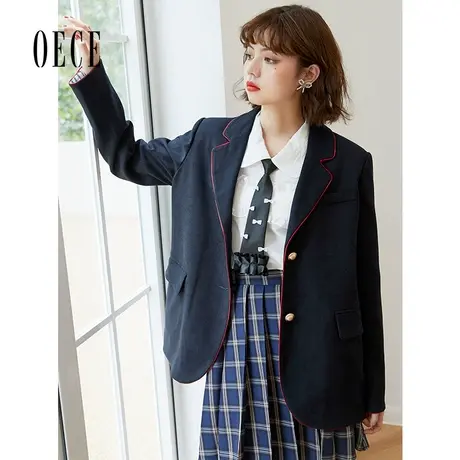 【买1送1】Oece学院风小西装春秋新款女复古hic西服女士休闲外套商品大图