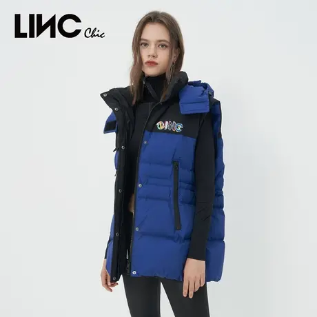 LINC金羽杰2023冬新款可拆卸朋克造型反季断码女款中长款羽绒服女商品大图
