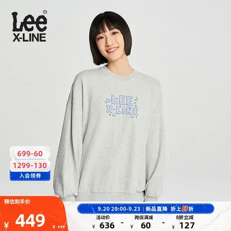LeeXLINE23秋冬新品舒适版字母印花圆领女卫衣潮LWT007322204图片