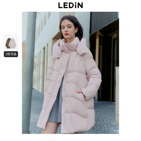 乐町中长款面包羽绒服女冬季新款超柔连帽保暖羽绒外套潮商品大图