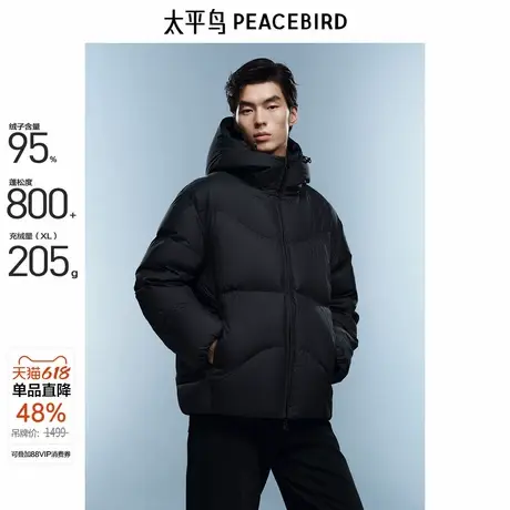 【95%进口鸭绒】太平鸟男装 连帽面包服冬季新款防寒羽绒服商品大图