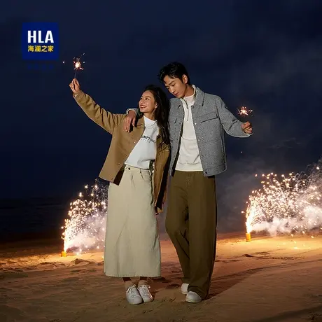 HLA/海澜之家24秋季新款衬衫领工装易打理时尚休闲翻领夹克外套男商品大图