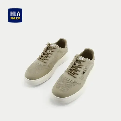 HLA/海澜之家耐磨休闲鞋2025新款圆头系带舒休闲橡胶发泡底板鞋男商品大图