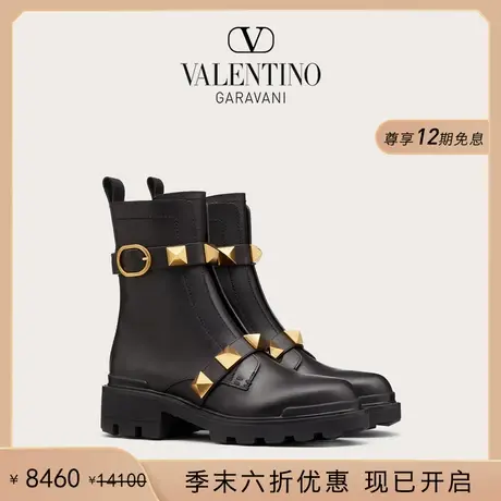 [季末优惠]华伦天奴VALENTINO女士 ROMAN STUD 小牛皮马丁靴短靴图片