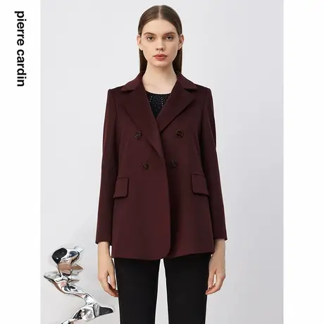 皮尔卡丹女红色高级西服上衣时尚绵羊毛正装外套【专柜正品】图片