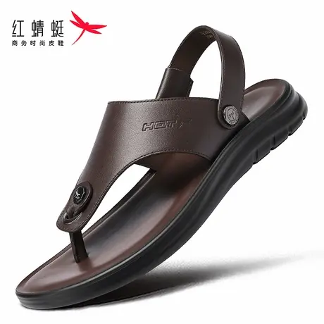 红蜻蜓2025夏季新款凉鞋男鞋真皮软皮外穿防滑软底舒适两用沙滩鞋商品大图