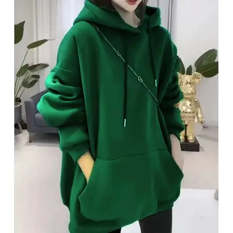 连帽卫衣女秋冬加绒大码oversize宽松显瘦ins潮加厚美式情侣外套商品大图