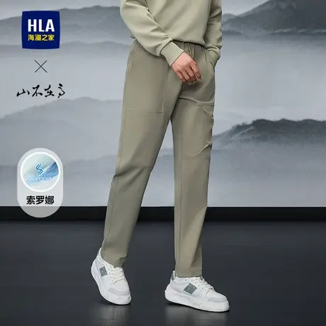 HLA/海澜之家山不在高系列休闲裤2025春秋新款松紧腰刺绣裤子男图片