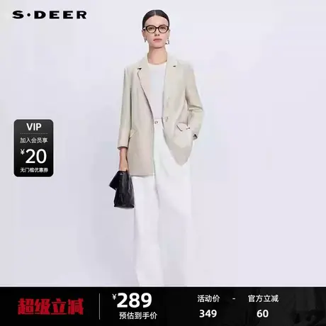 sdeer圣迪奥女装OL风西装领一粒扣中袖西装外套S24182215图片