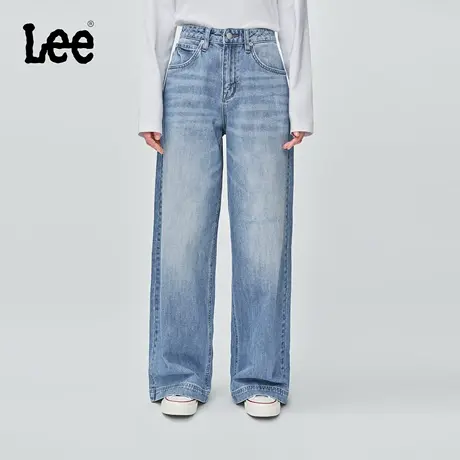 【张凌赫代言】Lee商场同款25秋冬新品430舒适阔腿浅蓝色女牛仔裤图片