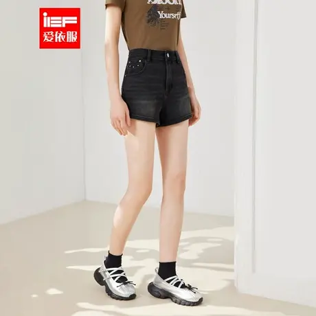 IEF/爱依服2025夏季牛仔新款通勤辣妹休闲运动百搭简约女牛仔短裤图片