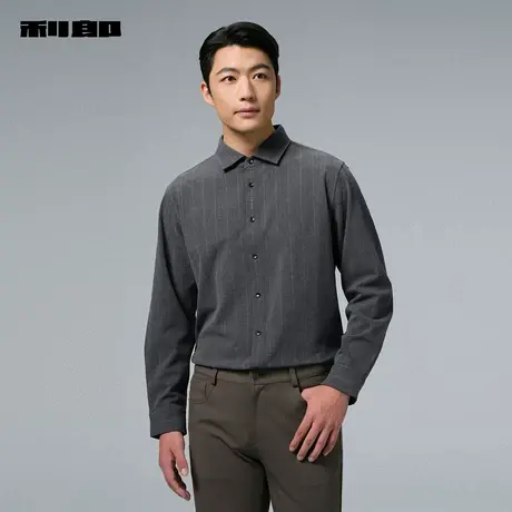 【磨毛】利郎官方 长袖衬衫男士商务休闲条纹2025冬季新款衬衣男商品大图