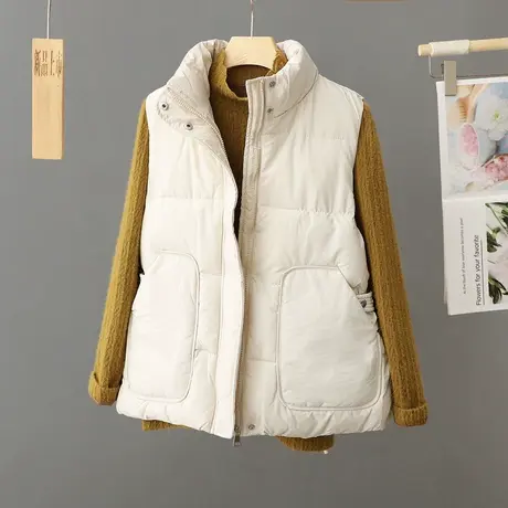 羽绒棉衣马甲外穿女款2023年秋冬季新款短款连帽背心马夹棉服外套图片