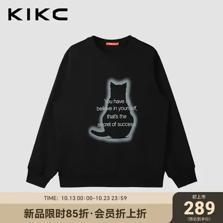 kikc卫衣男2023秋冬新款商场同款字母图案印花潮流减龄圆领外套图片