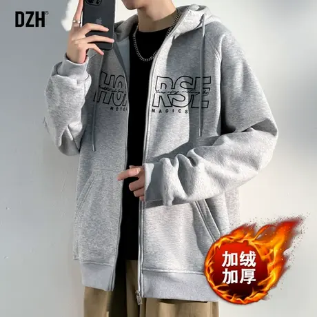 男生摇粒绒外套男款冬季开衫卫衣男运动帽衫2023新款休闲情侣上衣图片