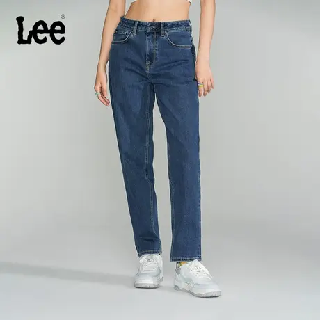 Lee411高腰舒适锥形男友风日常经典磨毛女牛仔裤休闲潮流图片