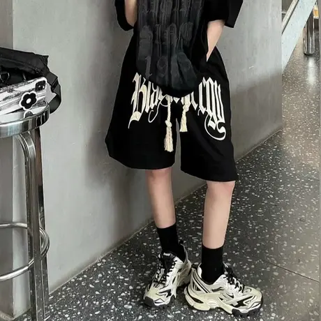 美式字母印花休闲短裤男ins夏季新款跑步健身运动薄款透气五分裤商品大图