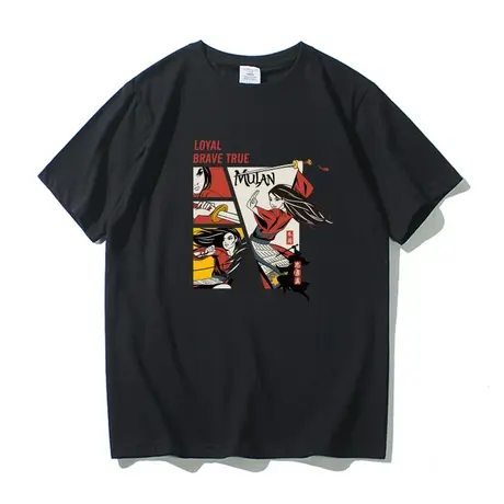 2023夏季新款国潮花木兰印花短袖t恤男学生宽松纯棉衣服半袖体恤图片