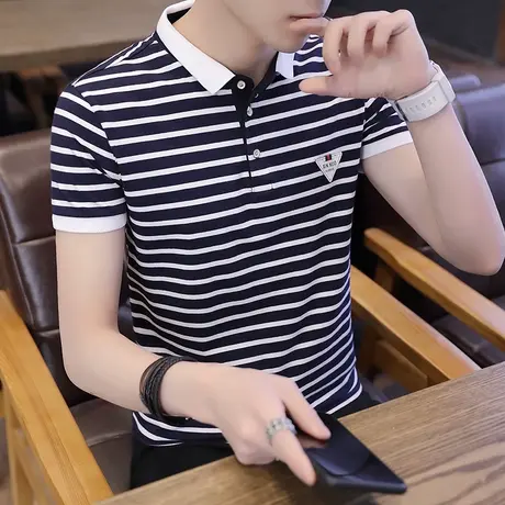 短袖polo衫男 2023夏青年半截袖T恤韩版修身衬衫领潮流帅气上衣服图片