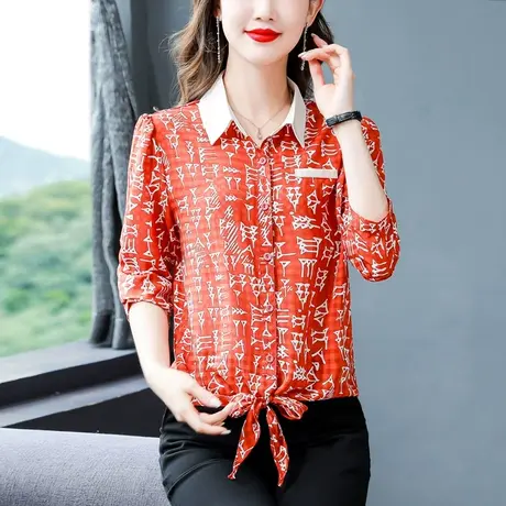 2023年秋季新款今年流行爆款上衣雪纺衬衫女大码宽松独特别致小衫图片