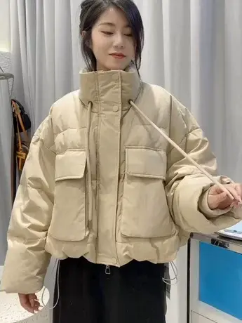 收腰棉衣女短款2023冬季新款韩版ins面包服棉袄小个子羽绒服外套商品大图