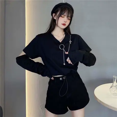 ins超火短款卫衣女春秋上衣长袖设计感小众宽松韩版bf慵懒风外套商品大图