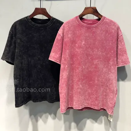 2023春夏韩国2day新款宽松美式做旧色圆领ins短袖T恤欧美上衣女潮商品大图