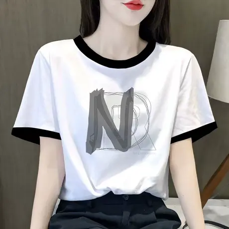 正肩短袖t恤女夏季插肩袖设计感大码小个子洋气别致复古chic上衣商品大图
