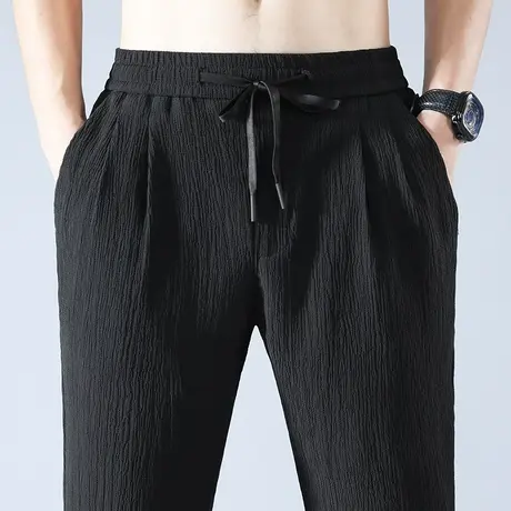 男裤夏季超薄款亚麻裤子棉麻男士休闲长裤中年爸爸男装高端冰丝滑商品大图