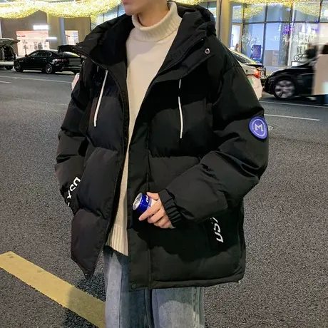 青少年秋冬季加棉加厚连帽棉衣休闲时尚宽松男孩袄子学生保暖棉服商品大图