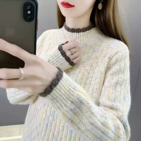 毛衣女冬季加厚外穿内搭半高领打底衫秋冬2023新款时尚洋气爆款图片