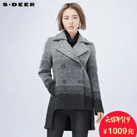 sdeer圣迪奥女装经典商务平驳翻领花呢外套S16481796图片